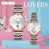 skmei ultra thin watch men women fashion dial quartz couple wristwatches stainless steel ladies mens watches regalo hombre 9198