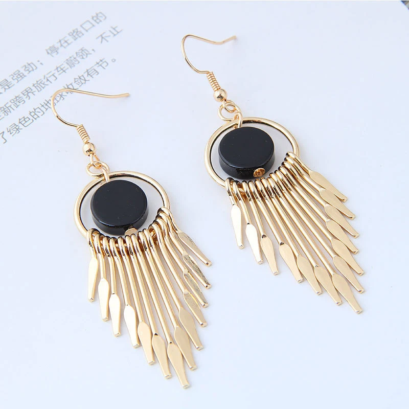 Однотонные европейские серьги кисточки из медного сплава среднего размера