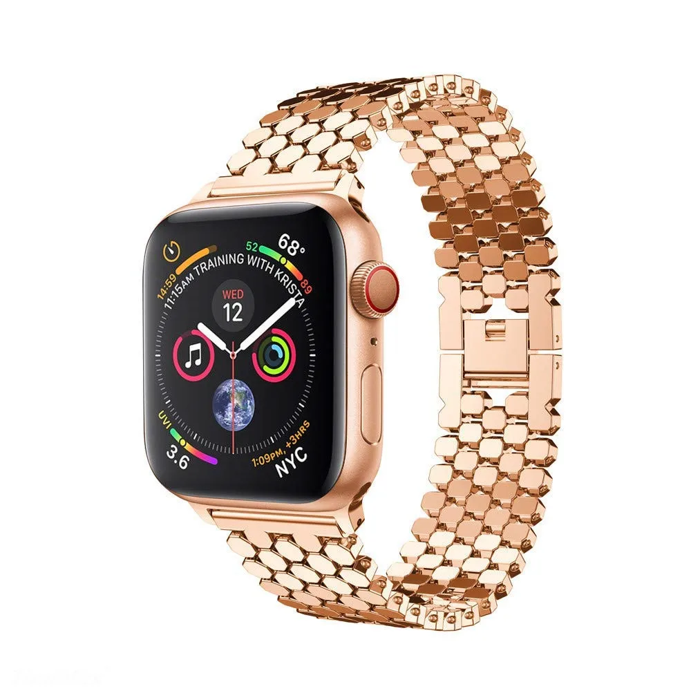 Ремешок из нержавеющей стали для apple watch, 42 мм, 38 мм, 40 мм, 44 мм, браслет для iwatch, 5 полос, серия 5, 4, 3, 2, золотистый, черный