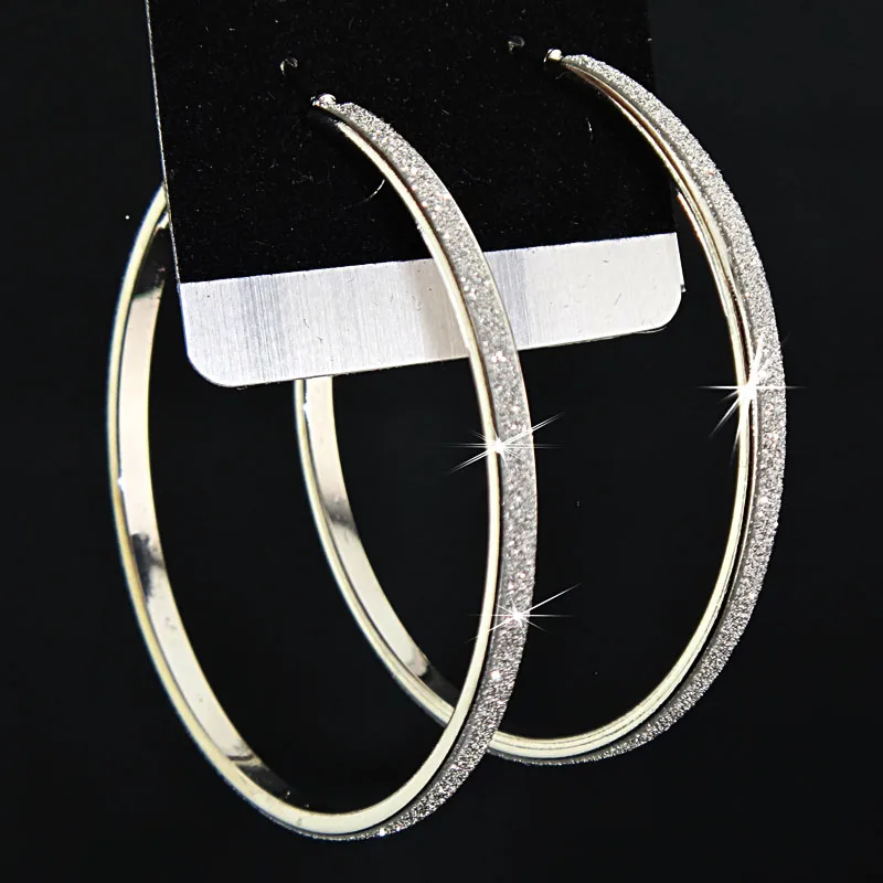 slim silver Горячая Распродажа, модные, матовые, серебряные, с радужным принтом, женские большие серьги-кольца, вечерние ювелирные изделия, женские серьги в подарок - Окраска металла: slim silver