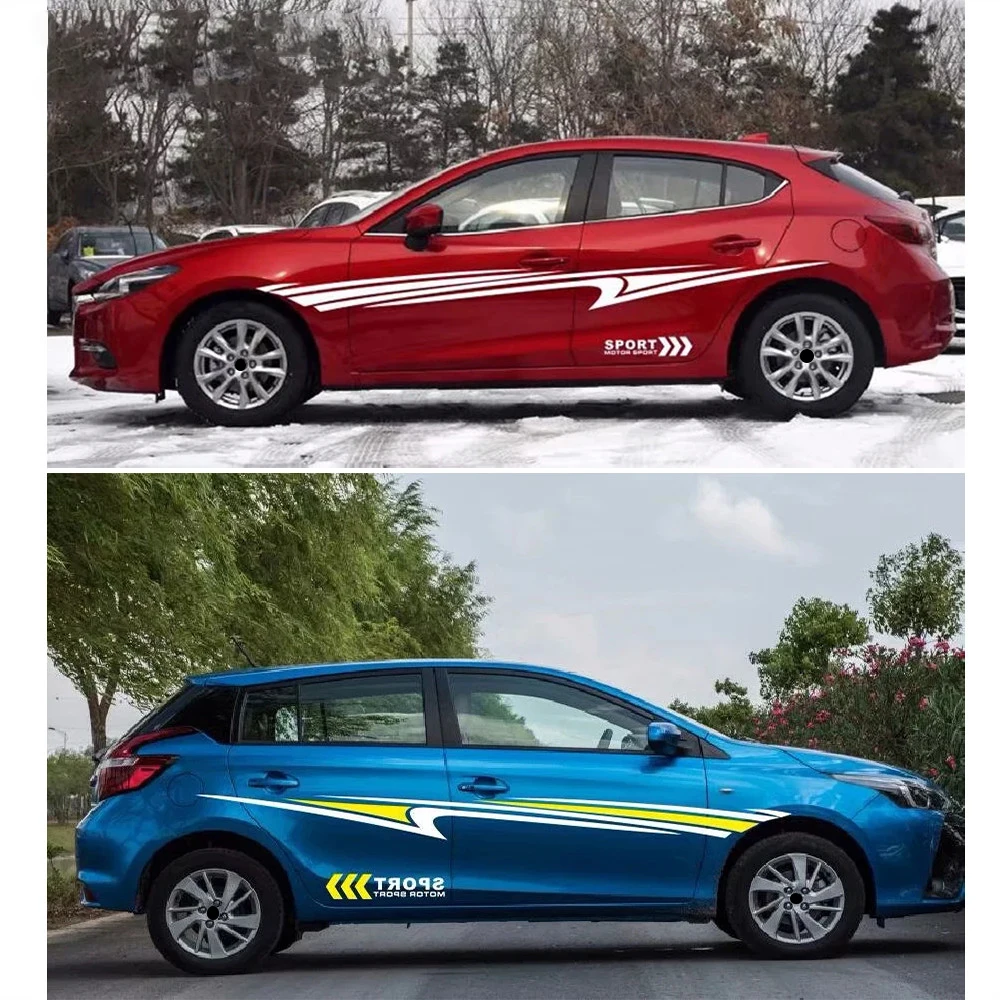 

2021 пользовательские кузова автомобиля линия талии с обеих сторон новые наклейки для спортивных автомобилей для украшения универсальный ав...