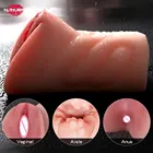 Двухканальный Мужской мастурбатор, реалистичный вагинальный анальный мастурбатор, интимная силиконовая вагина, настоящая карманная киска, секс-игрушки для мужчин