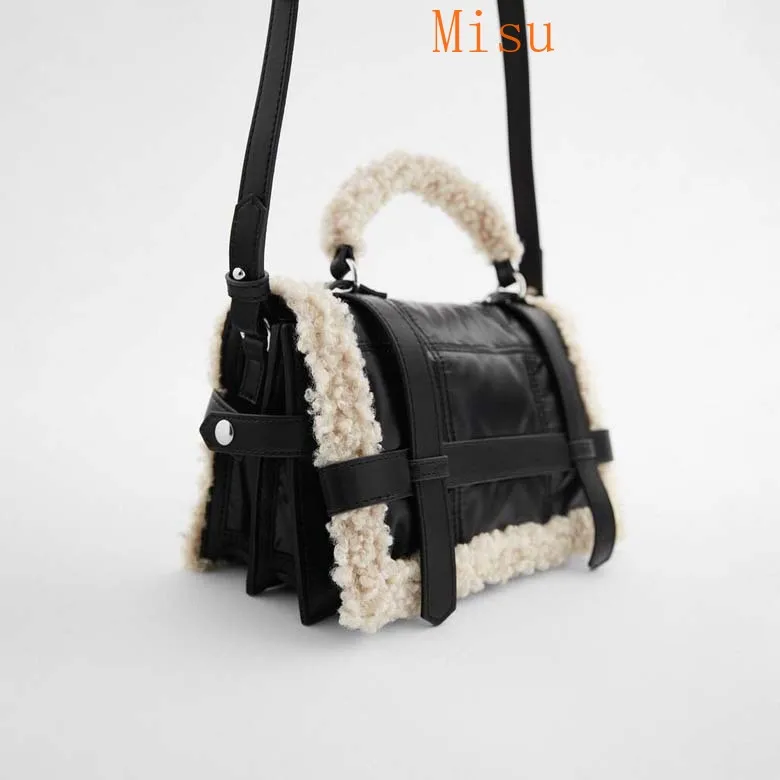 

Women's bags 2020 new black all-match casual bag lamb velvet bag soft shoulder bag messenger bag