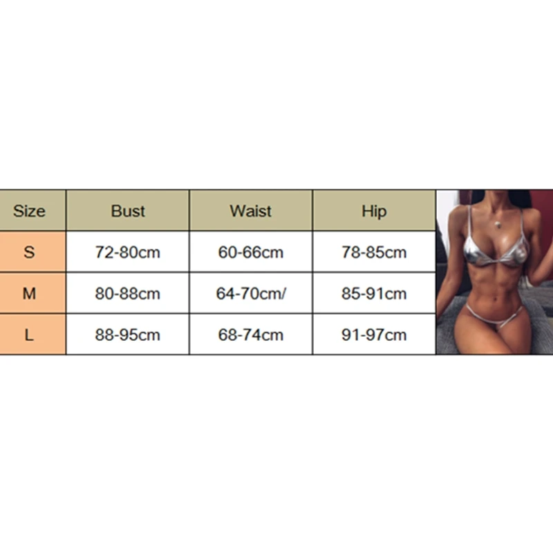 

2021 Sexy Women String Micro Bikinis Brazil Thong Swimsuit Silver Strap Two Piece Swimwears Female Swimsuit Set Push Up Biquini