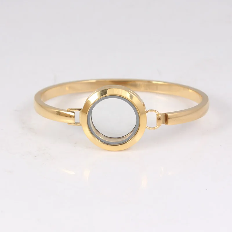 30 мм 25 Золотой Цвет 316L Нержавеющая сталь винт плавающей медальон Bangle7/8 дюймов с