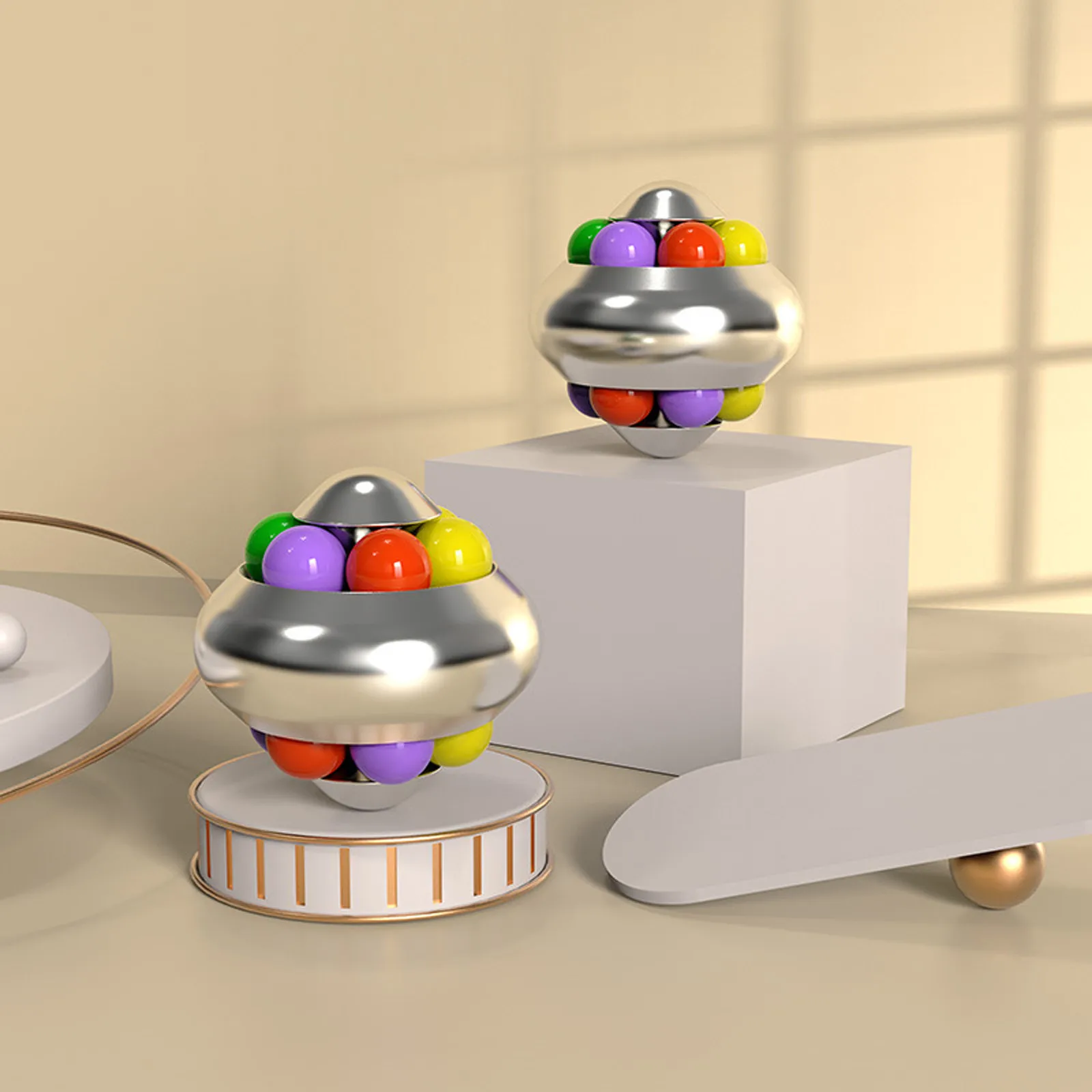 

Spinner Fidget Toys Aluminum Alloy Psychedelic Magic Ball Educational Toy Decompression C Ube Sensory Toys For Kids And Adults