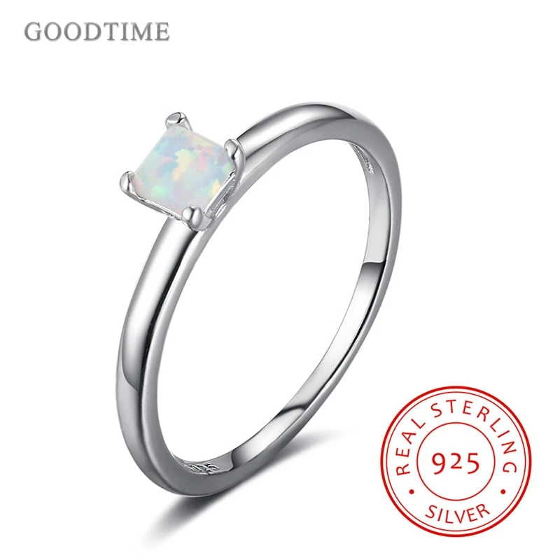 

Trendy Women Ring 925 Sterling Silver Opal Ring Anniversary Jewelry Rhinestone Zircon Ring For Bride Wedding Party Dress Up