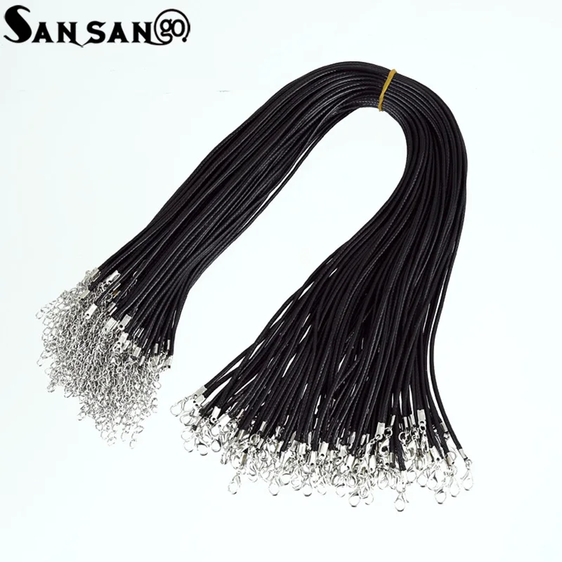 

100pcs/lot 2mm Wax Cord Necklace Lobster Clasp Rope Necklace Jewelry Fit Charms Wholesale
