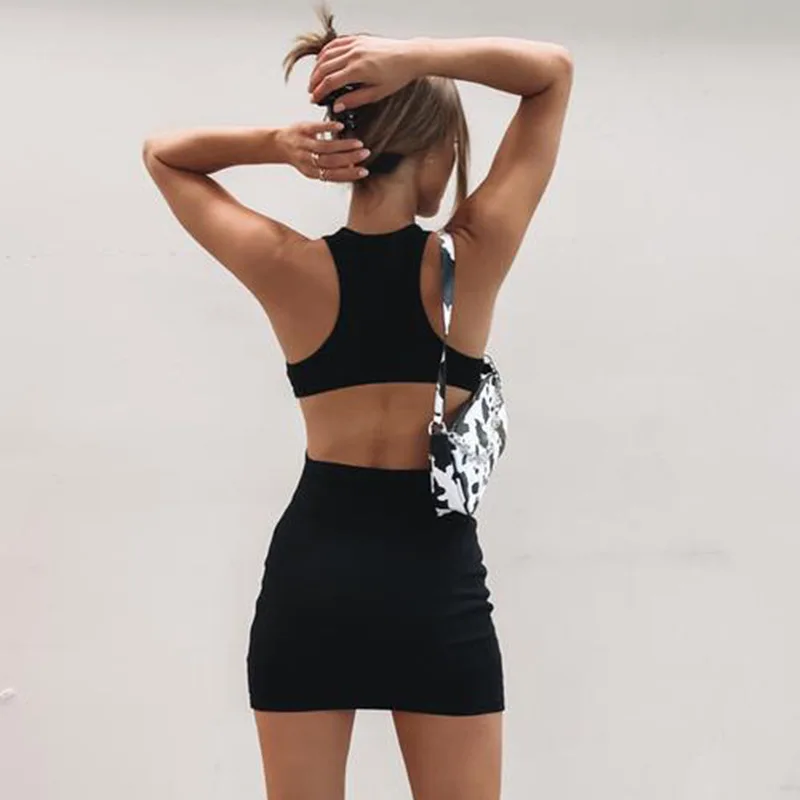 

QICIUS Summer Sexy Mini Bodycon Dress Sleeveless Green Black Tank Sundress Casual Dresses for Women 2021 Vestido De Mujer