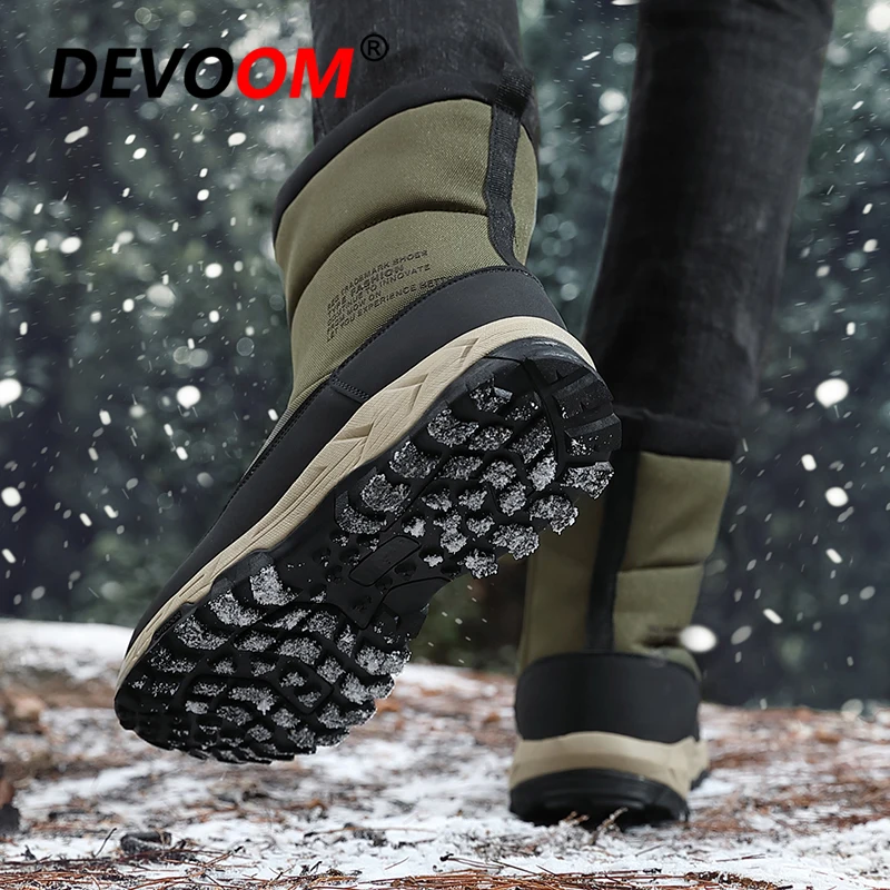 Мужские зимние кроссовки для активного отдыха теплые плюшевые меховые охотничьи