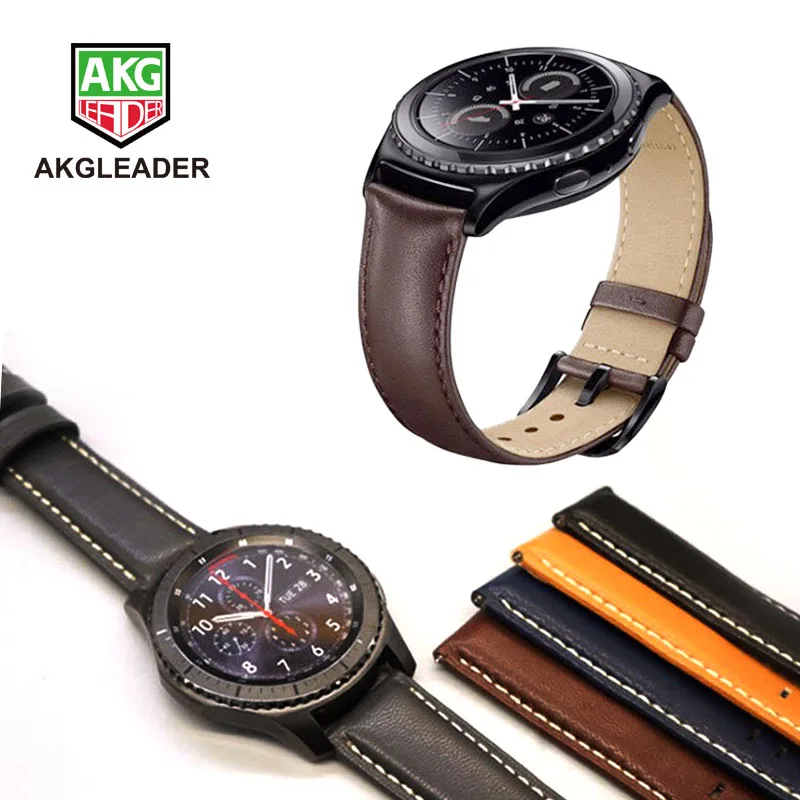 AKGLEADER ремешок для samsung Galaxy Watch 46 мм gear S3 22 мм ремешок из натуральной кожи браслет для huawei Watch GT Amazfit