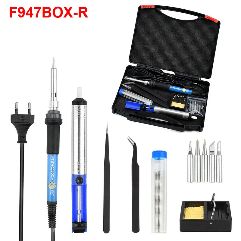 947 Soldering Iron Электрический паяльник NEWACALOX EU/US 60 Вт с регулируемой температурой, набор сварочных паяльных станций, ремонтный набор инструментов с коробкой для инструментов - Цвет: 947 Soldering Iron