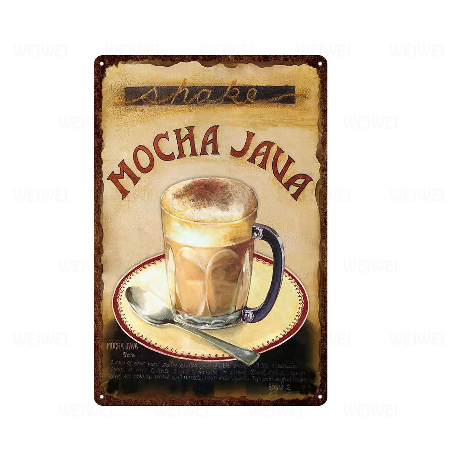 Табличка в виде итальянского кофе металлическая фотообои для шоколада бара