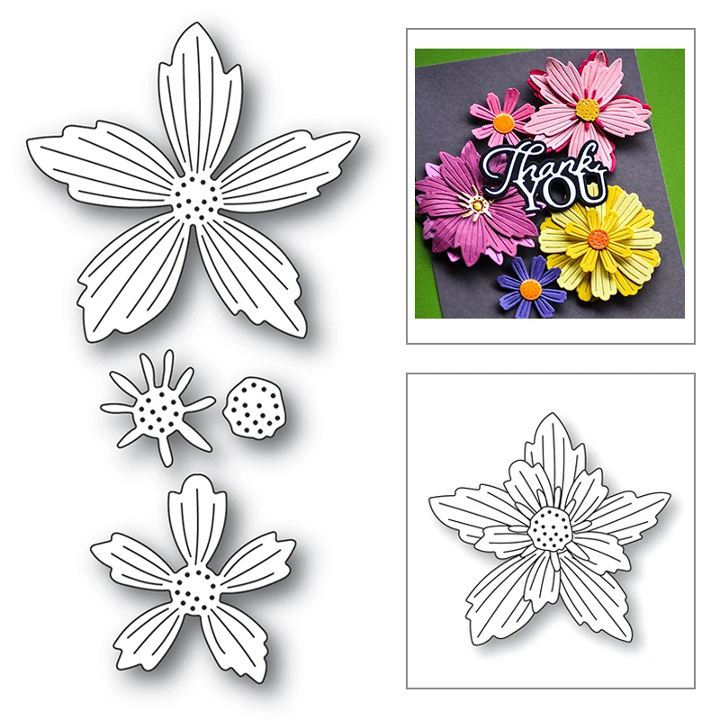 

2021 New Plant Layered Flowers Embossing Metal Cutting Dies For DIY Craft Making Greeting Card and Scrapbooking Album No Stamps
