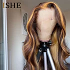 Медовая Блондинка с хайлайтером Парик HD кружевные передние человеческие волосы парики волнистые бразильские неповрежденные волосы отбеленные узлы для черных женщин