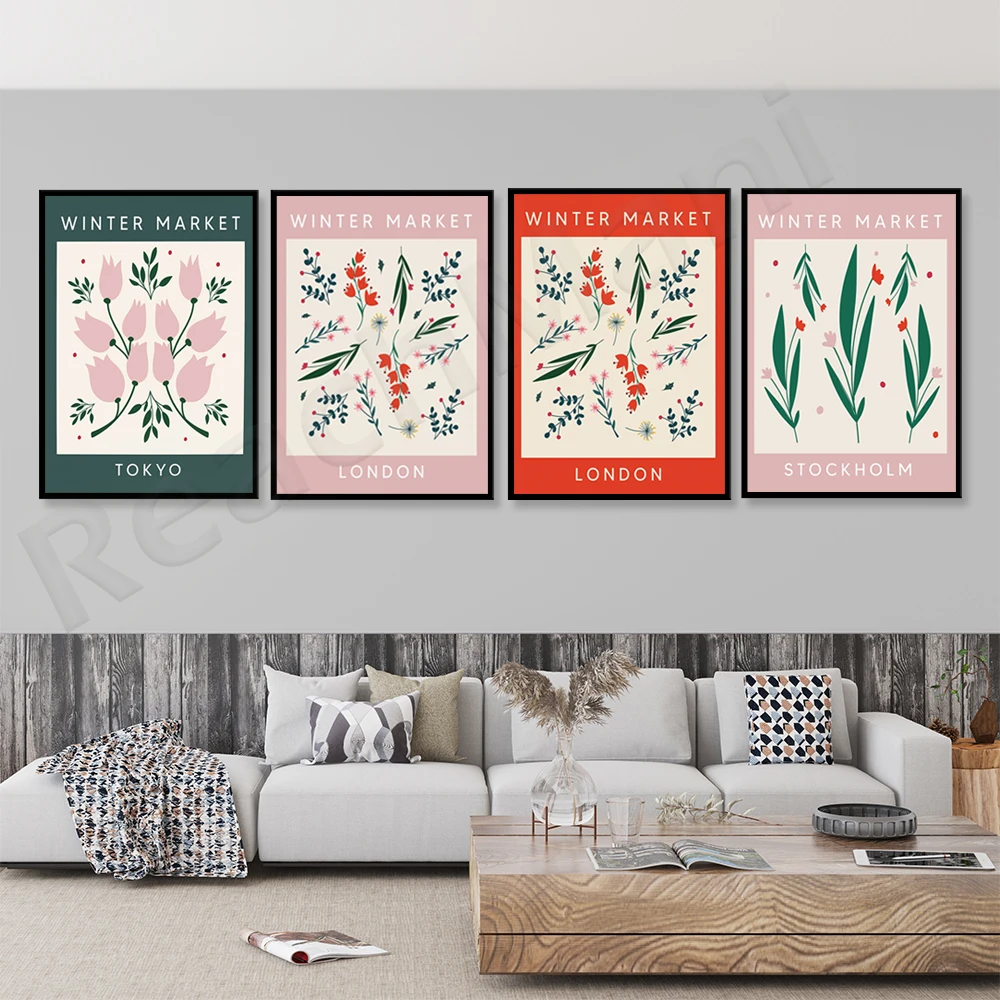 

Christmas decoration flower market, Christmas art prints, aesthetic art decoration canvas print posters