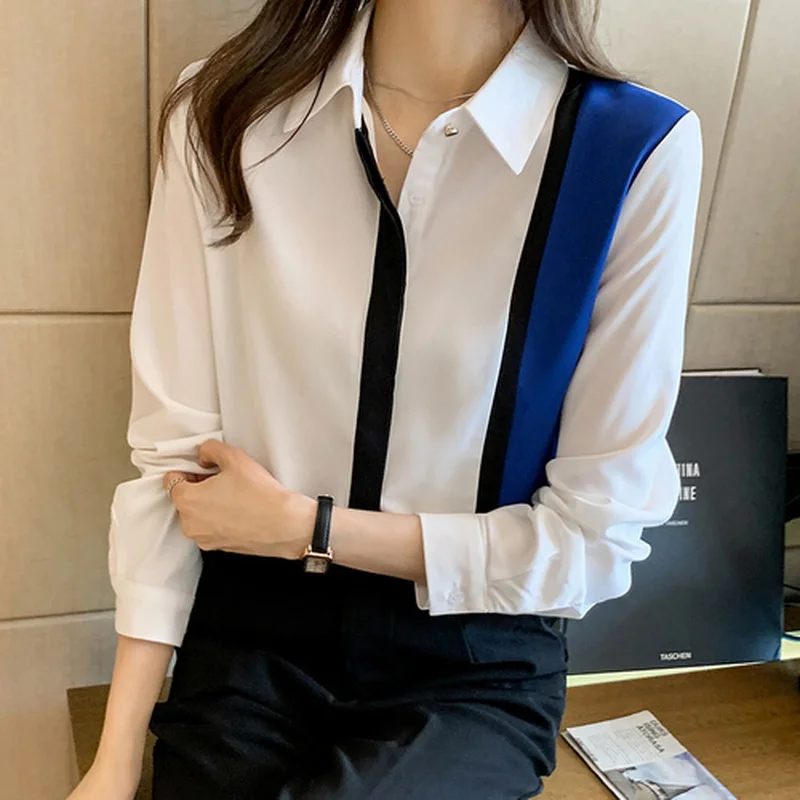 2021 Новинка весны контрастная одежда с отложным воротником верхняя модная