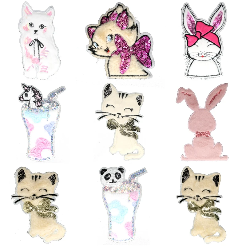 Плюшевая нашивка с блестками для пришивания одежды свитера декоративные большие