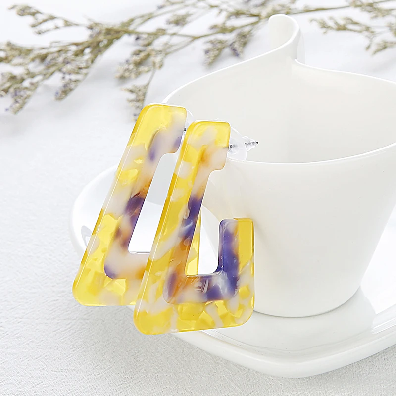 2020 Новые многоцветные геометрические массивные серьги акриловые сплайсинга