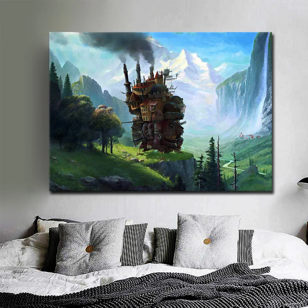 

Howl's Moving Castle Movie Anime Canvas Painting Hayao Miyazaki Wall Art Poster Print Wall Picture for Living Room Decoration