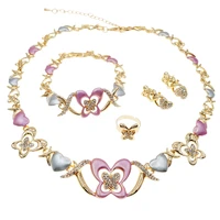 ladies necklace jewelry set colorful butterfly bracelet plating real gold fashion trend banquet accessories x0183