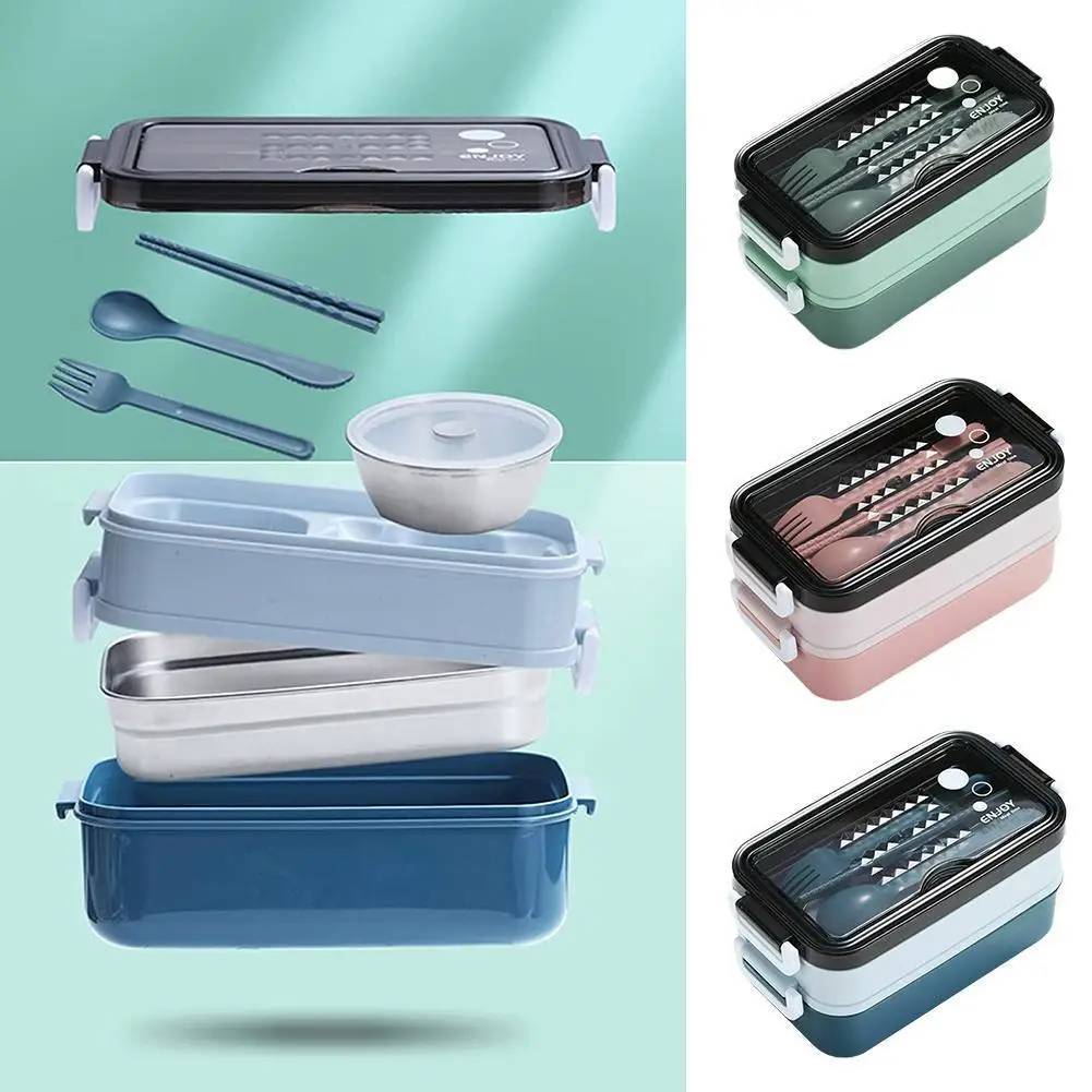 Новый 304 стальной 2 слойный Ланч бокс Bento школьный детский офисный с подогревом