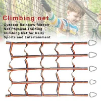 outdoor children climbing net rainbow ribbon net physical training ladder climbing net playground swing step child hanging
