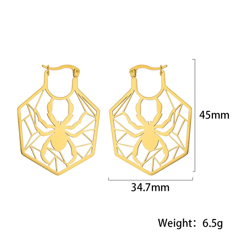 

DAIHE Earings Fashion Jewelry 2020 Trend Spider Hoop Earrings Charm Flower Women's Earrings Crescent Big Stainless Steel Earings