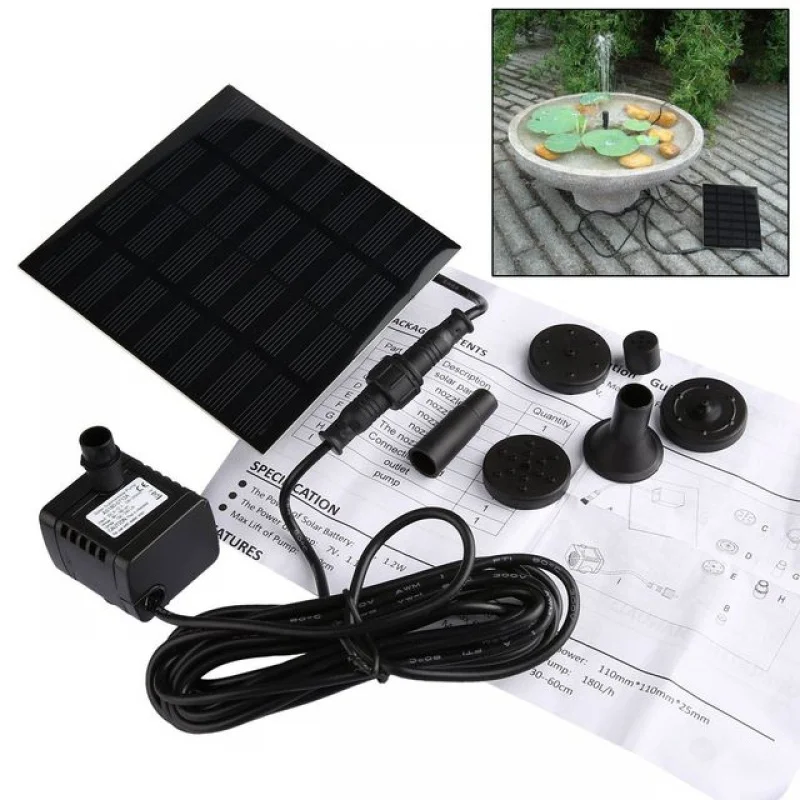 

Solar Fountain Garden Water Fountain Pool Pond Garden Decoration Solar Panel Powered Fountain with Water Pump & 3 Spray Heads