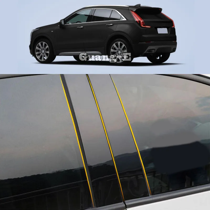 

Car PC Material Pillar Post Cover Door Trim Window Piano Black Molding Sticker Plate 6pcs For Cadillac XT4 2018-2022