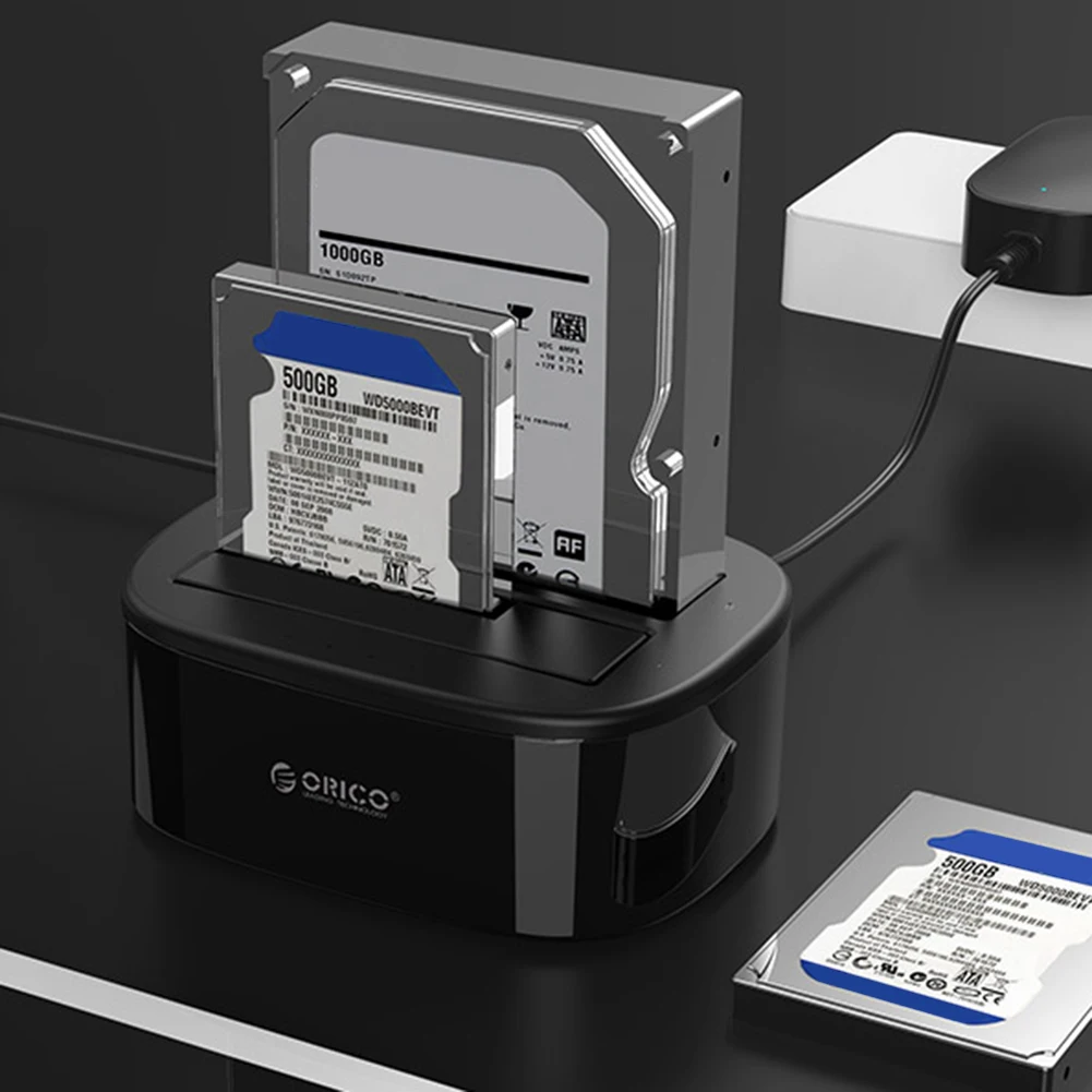 ORICO 5Gbps Dual Bay HDD Docking Station USB 3.0 Hard Disk Drive External Enclosure for 2.5/3.5 inch HDD/SSD Adapter Case 20TB
