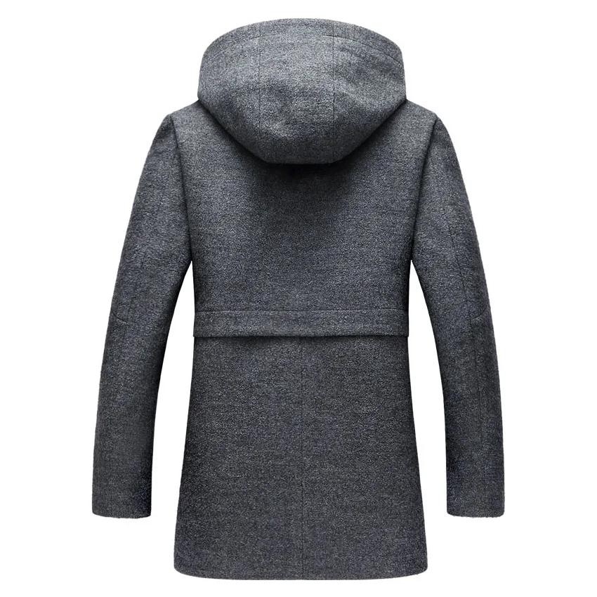 Брендовая мужская зимняя повседневная с капюшоном шляпа шерстяное пальто