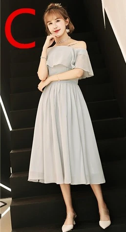 Robe de soiree сексуальные короткие элегантные новые серые шифоновые женские; с открытыми плечами Выпускные платья платье vestido de festa платья W4319 - Цвет: C