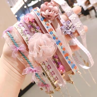 pink cute girl pearl lace flower bow choke wedding women lattice short neck band clavicle chains students fashion fine necklaces