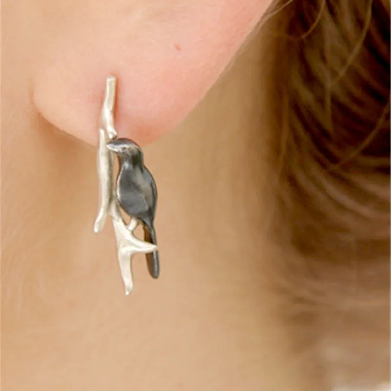 Женские серебряные серьги-гвоздики в виде птицы стиле ретро для косплея вечерние