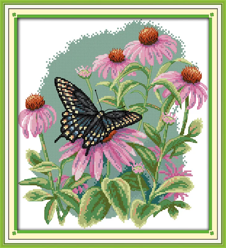 Набор для вышивки крестом Бабочка над цветами (7) 14 шт.|handmade needlework|embroidery diycross stitch kits