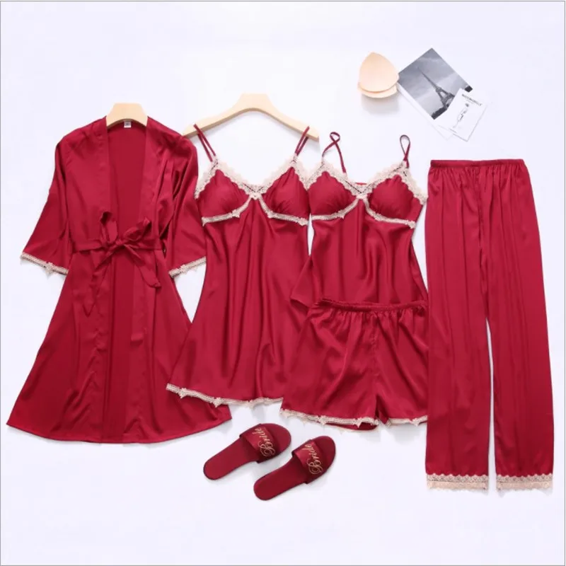 

Халат женский летний из вискозы, пикантная ночная рубашка из 5 предметов на бретелях-спагетти, длинные штаны, ночная рубашка без рукавов