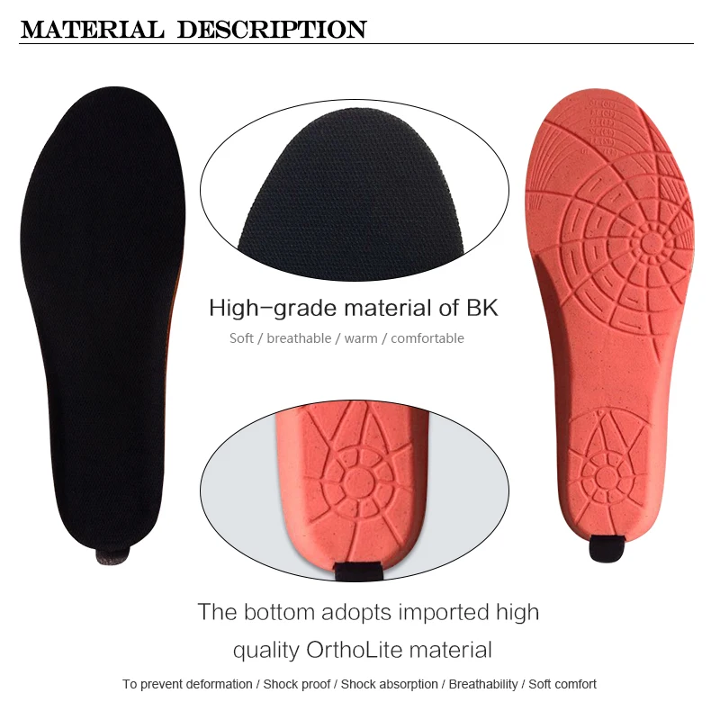 New 2000Mah Unisex Electric Heated Insoles Remote Control Foot Warmer Insoles Rechargeable Heating Shoe Inserts Pad Mat