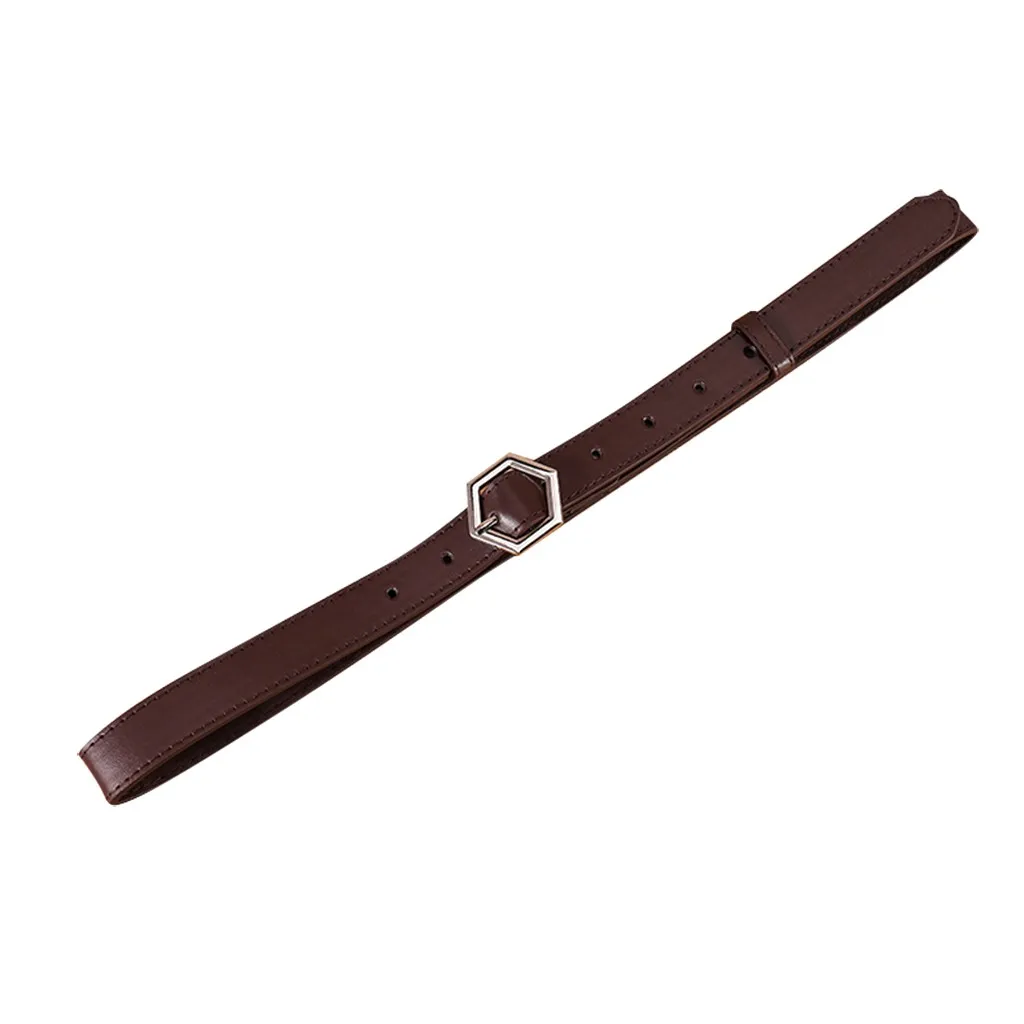 Женский ремень металлическая застежка геометрической формы кожаный однотонный