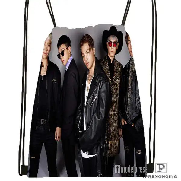 Drawstring Backpack Custom big bang(45) походная сумка на шнурке милый рюкзак для детей(черная спинка) 31x40 см#180612-03-big bang - Цвет: Drawstring Backpack