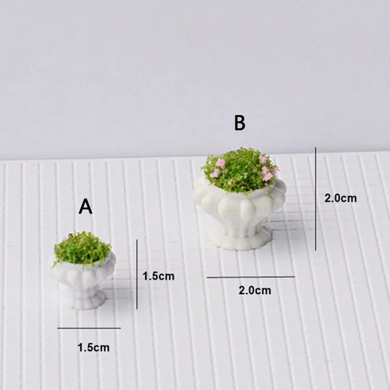 

2PCS/lot Simulation Mini Flower Pot Ornaments DIY Dollhouse Miniature Model Outdoor Garden Landscape Props