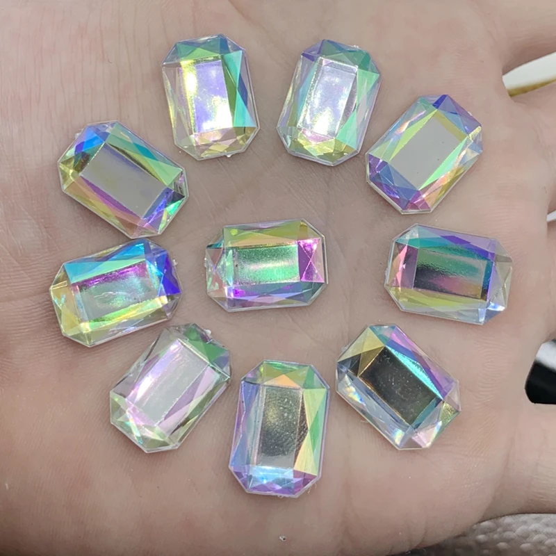 Прямоугольный восьмиугольный акриловый Кристальный Камень Стразы с плоской