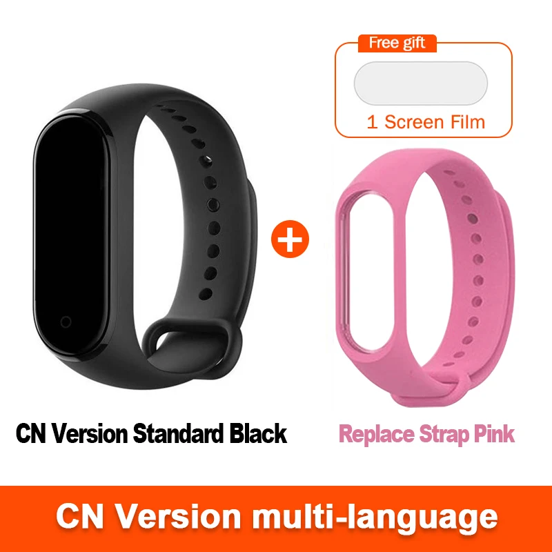 Глобальная версия опционально Xiaomi Mi Band 4 умный Браслет Пульс фитнес 135 мАч цветной экран Bluetooth 5,0 водонепроницаемый - Цвет: CN Add Pink Strap
