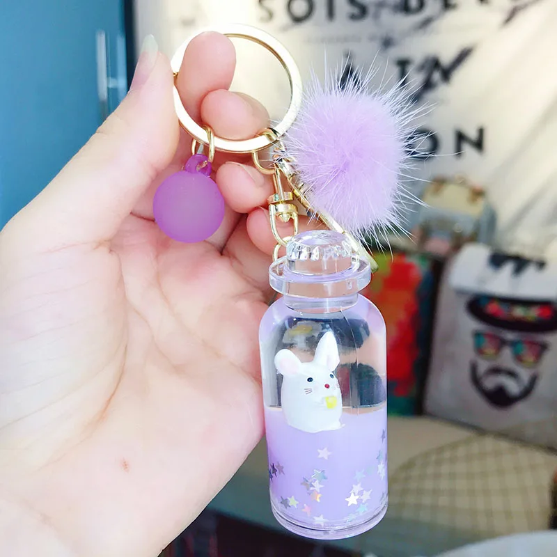 Новинка 2019 милый брелок с плавающей крысой и меховым помпоном подвижный зыбучий