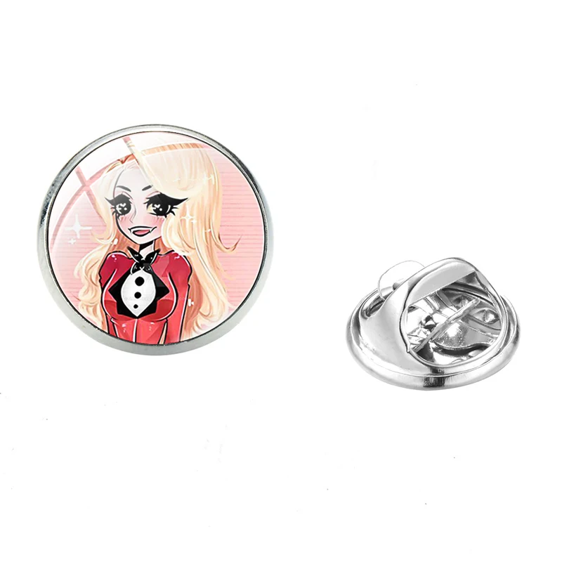 Style 10 SONGDA Популярные Аниме Hazbin отель Colar булавки значок Забавный Charlie Alastor Angel Vaggie стеклянный купол Мультяшные броши для фанатов - Окраска металла: Style 10