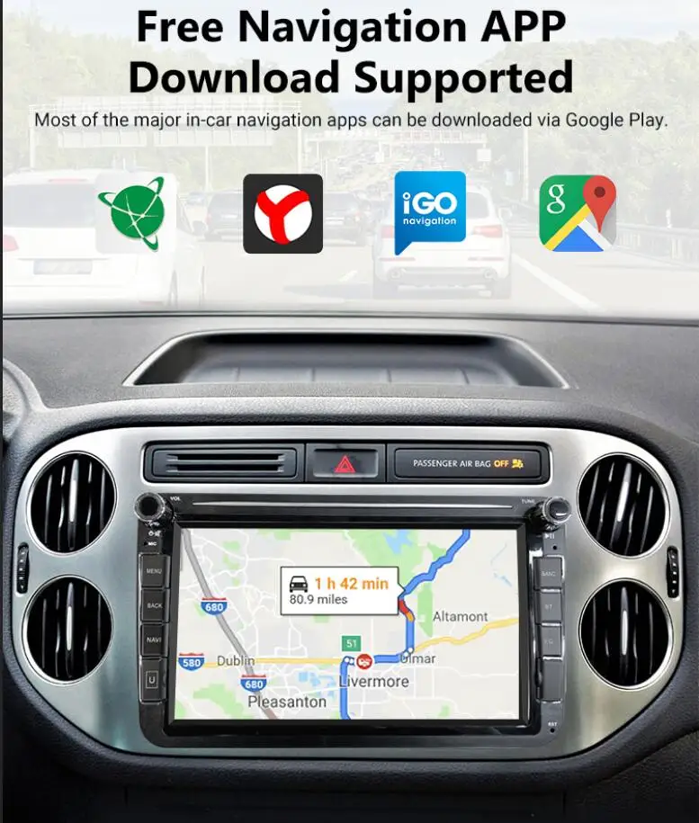 2din hd 8inch car radio android car video player gps wifi bluetooth navigation for volkswagen passat skoda car stereo free global shipping