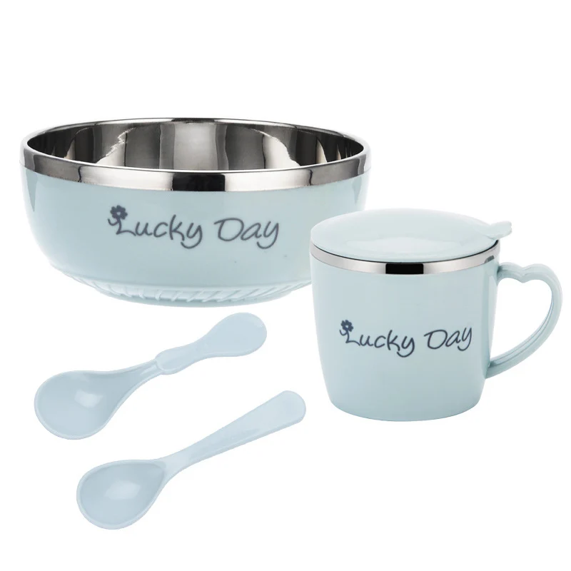 Cuenco de alimentaci&oacute;n para Beb&eacute; y Ni&ntilde;o, vajilla de acero inoxidable para suplemento alimenticio, cuenco de alimentaci&oacute;n s&oacute;lido, taza de agua para beb&eacute;, juego de cuencos de alimentaci&oacute;n-1