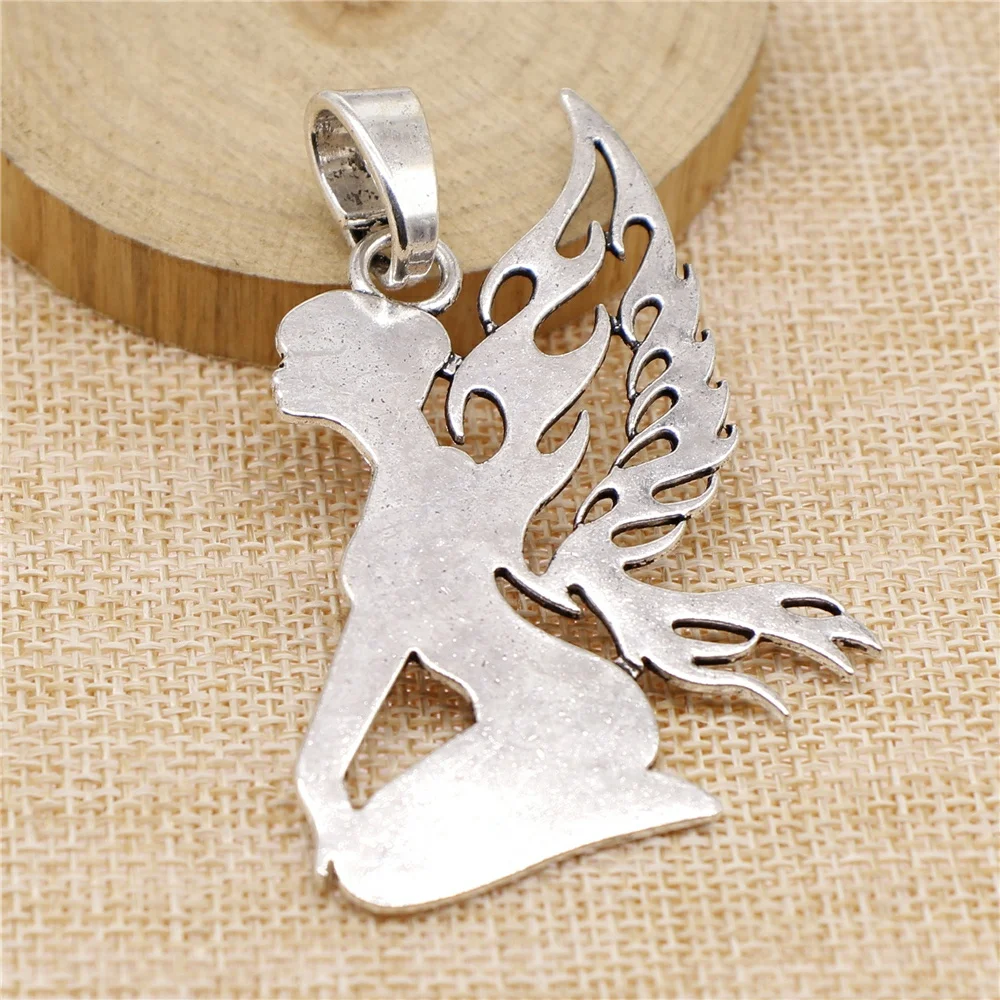 

free shipping 5pcs 65x46mm antique silver Dancer charms diy retro jewelry fit Earring keychain hair card pendant accessories