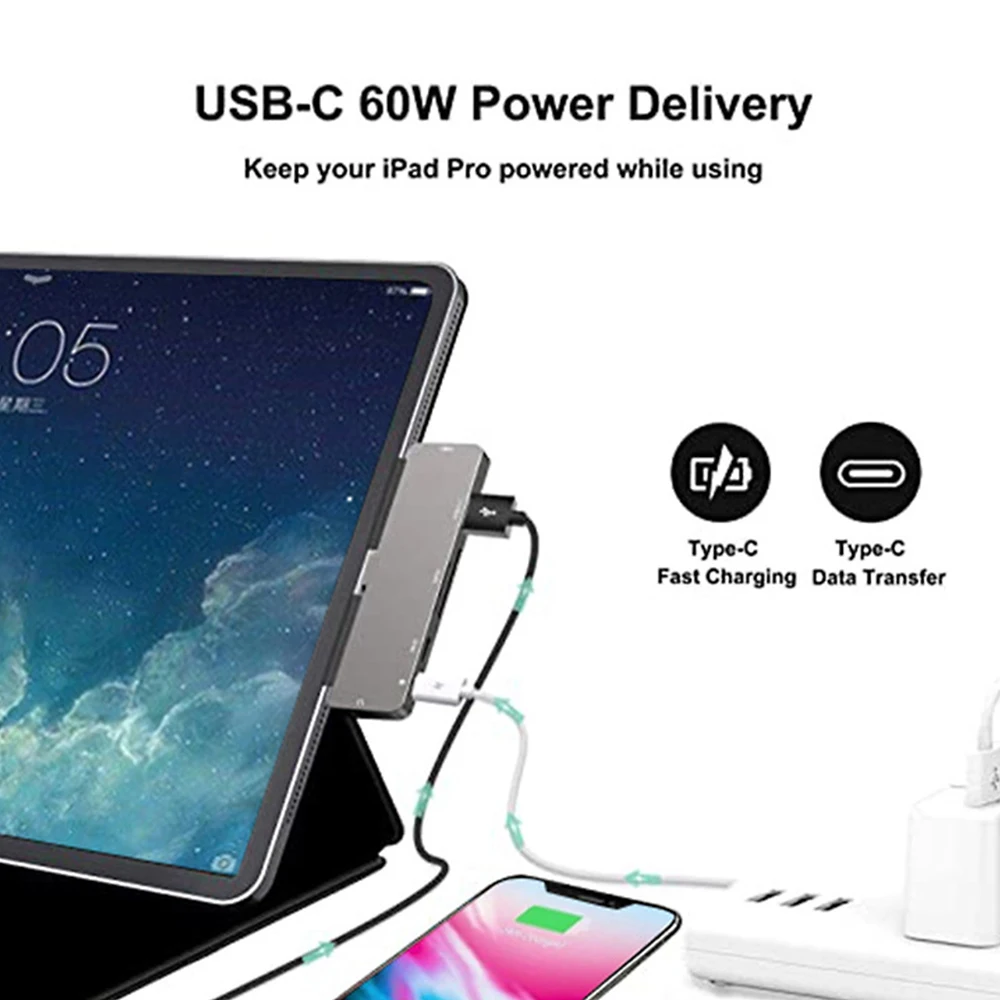 Док-станция 7 в 1 с USB 3 0 на 4K HDMI для iPad Pro 60 Вт | Компьютеры и офис