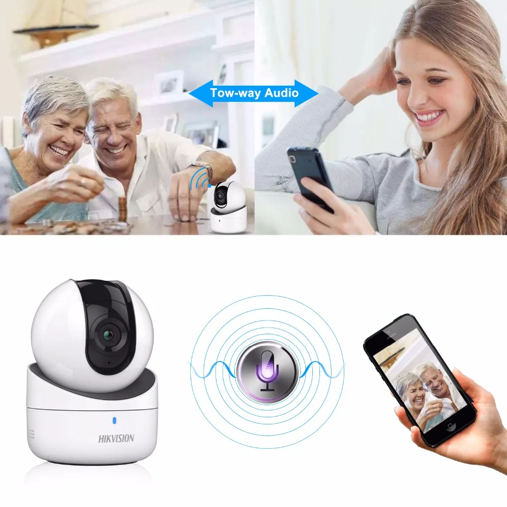 Беспроводная сетевая мини камера Hikvision 720P PT со встроенным динамиком слотом для sd